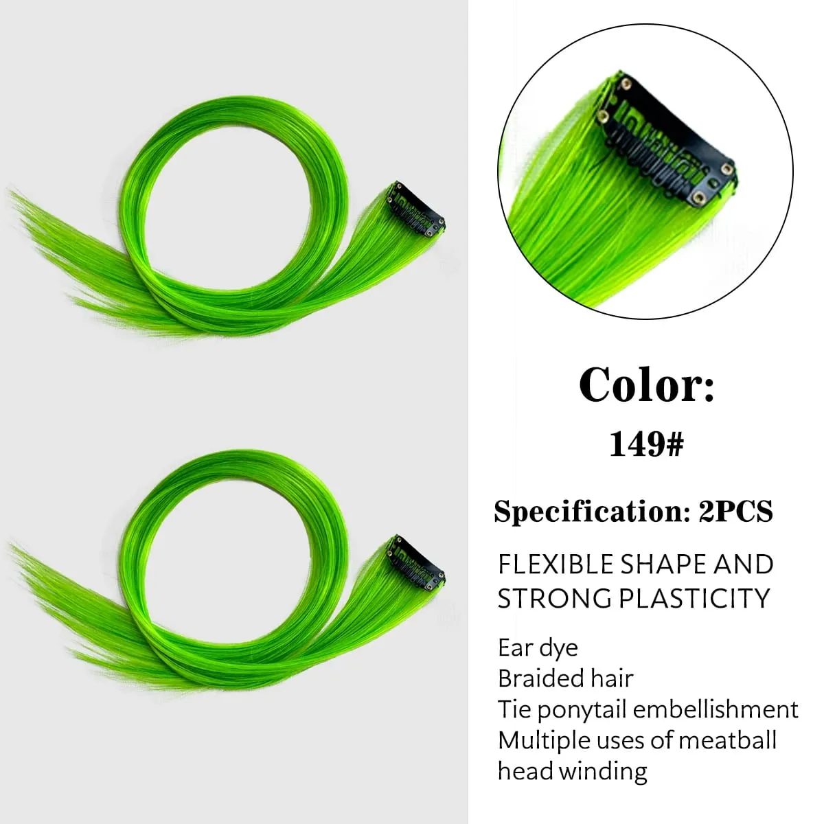 Synthetic Colored Clip In Hair Extensions Straight Highlight Hair Streaks Rainbow Hanging Hair Pieces Hairpiece For Women Party — image 17