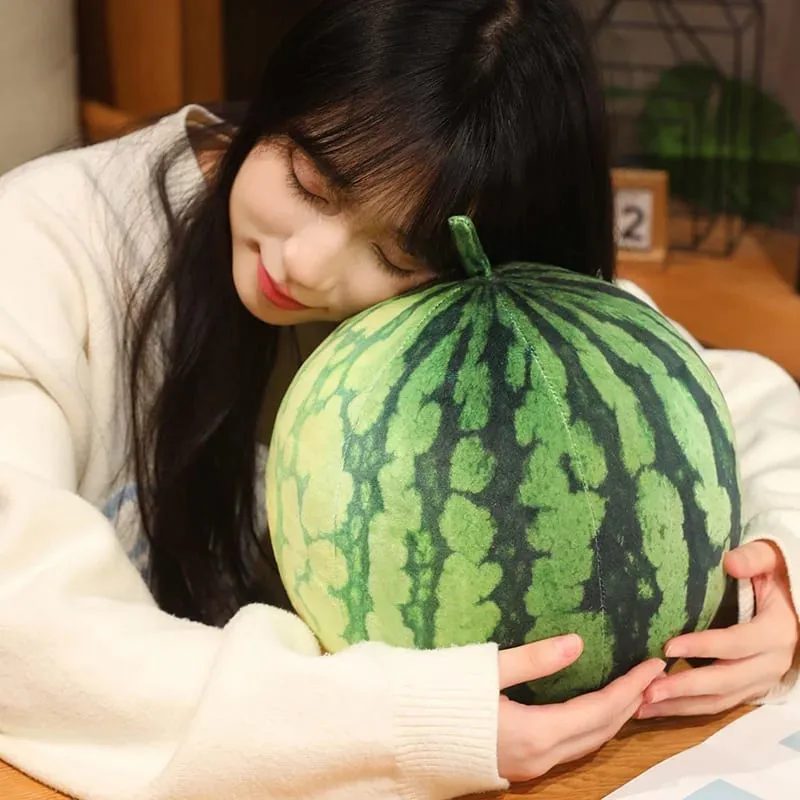 3D Simulated Watermelon Hug Pillow Round Long Watermelon Soft Plush Toys Fruit Sofa Cushion Suitable For Home Kids Gifts — image 6