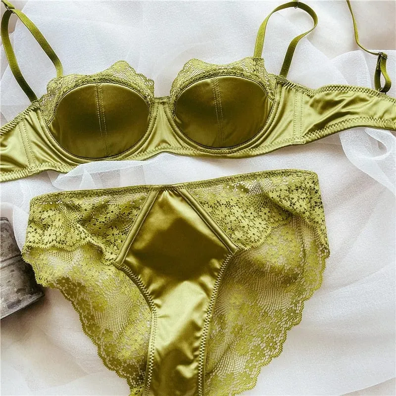 Hot Push Up Lace Bra Set Sexy Lingerie Minimizer Underwire Anti-Sagging Side Coverage Balconette for Big Bust Women 32-38 Suit — image 10