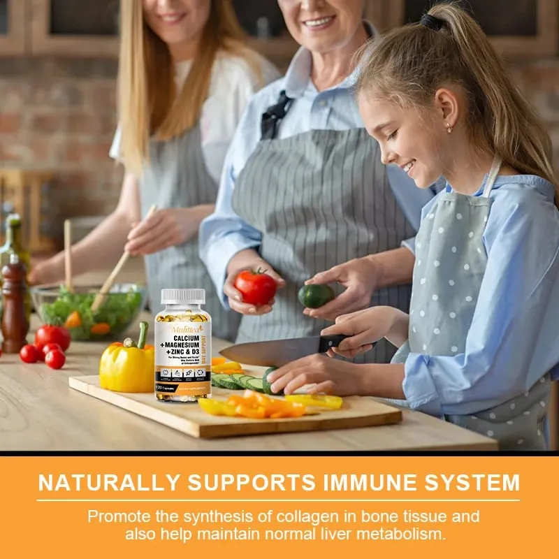 Mulittea Calcium Magnesium Zinc Capsules with Vitamin D3 for Strong Bones & Nervous System Health & Promotes Cell Growth — image 4