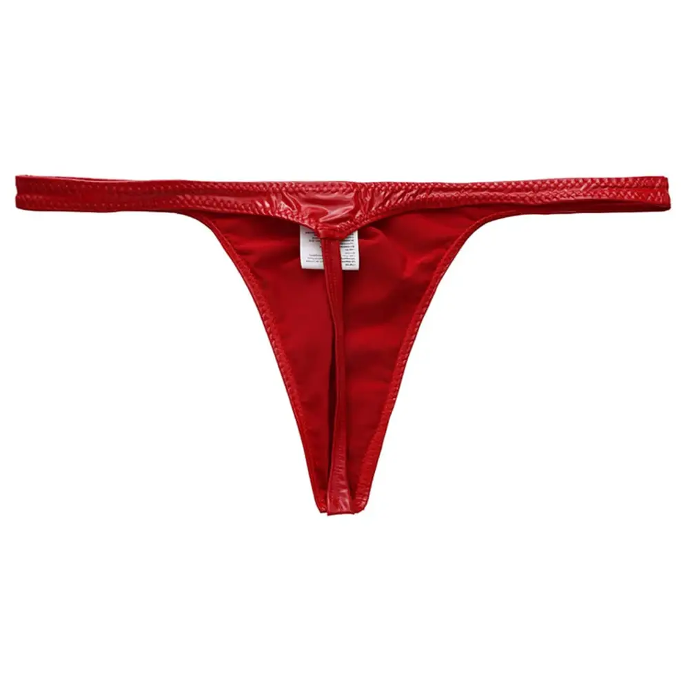 1pc Men Glossy Faux Leather G-string U-convex Pouch Briefs Thin-Strap Low Waist Underwear Sexy Gay Sissy Lingerie — image 2
