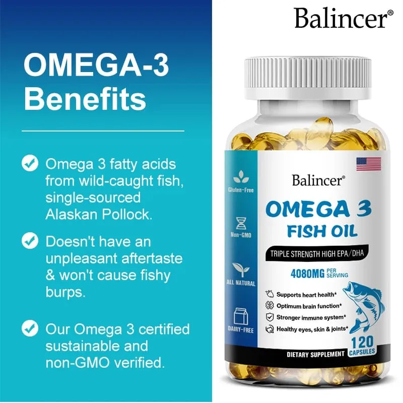 Omega 3 Fish Oil 4080mg - High EPA + DHA Helps with Joints Skin Immune Support Antioxidant & Improve Memory — image 3