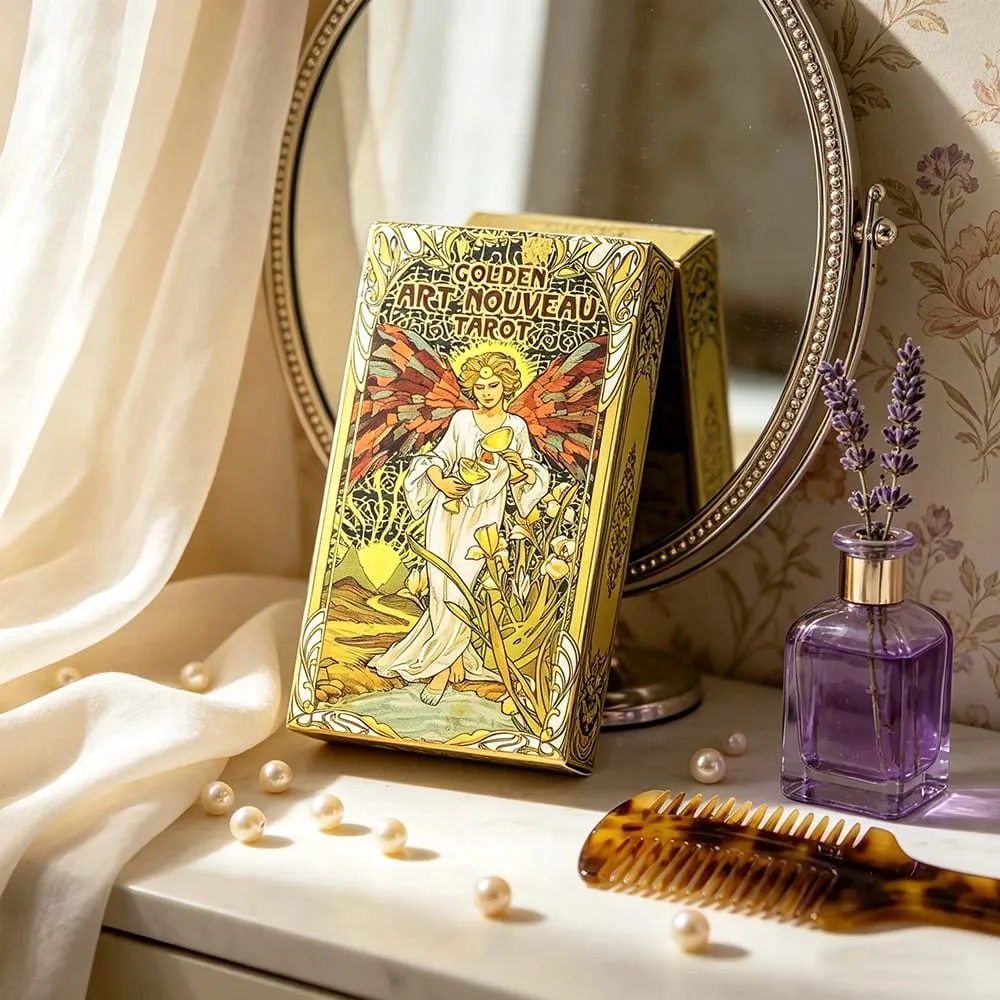 Golden Art Nouveau Tarot Cards Deck 78 Tarot Cards Meditation Divination Cards Game Board Games for Beginners & Collectors — image 4