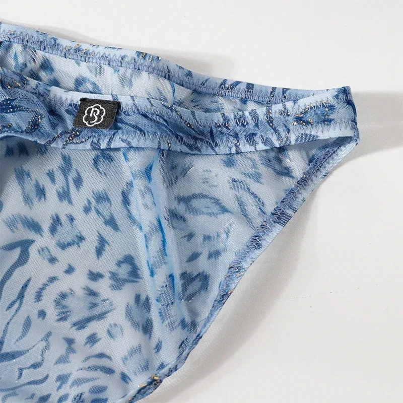 Men Leopard Printed Mesh Underwear Ice Silk Thin Breathable Low Waist Quick Dry Cool Summer Mens Briefs Panties — image 24