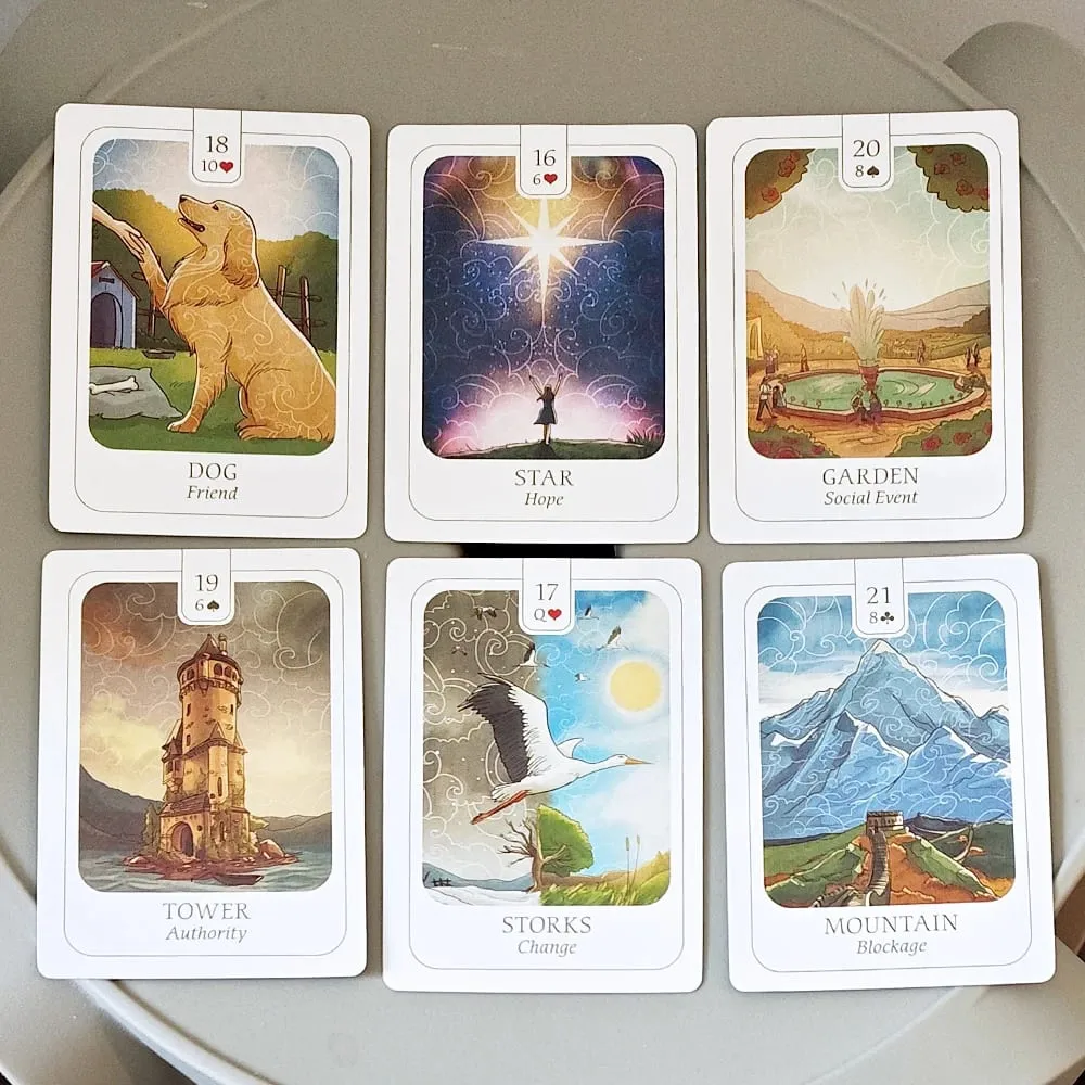 Simplicity Lenormand Deck 9*6cm 41 Pcs Beautifully Illustrated Cards with Meaningful Symbolism with Yes No Maybe Cards