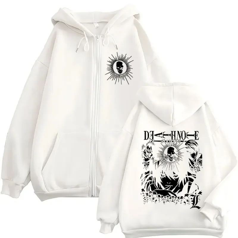 Anime Death Note Ryuk Yagami Light L·Lawliet Zipper Hoodies Men Women Clothing Fashion Casual Zip Up Hooded Sweatshirts Jackets — image 3