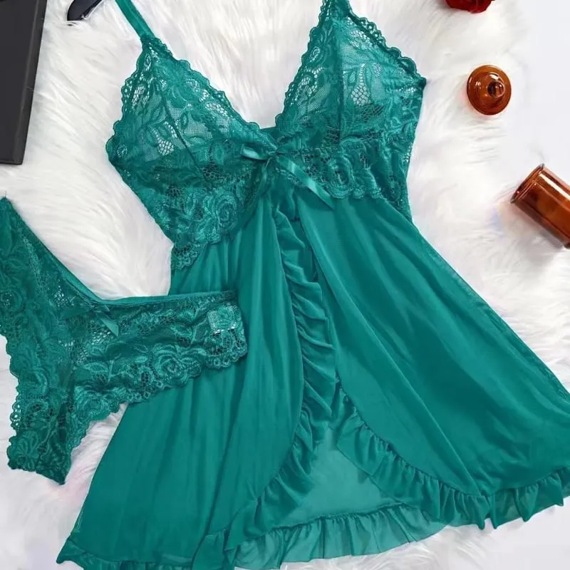 A Set Of Woman Underwear Nightgown Thong Sets Plus Size Suspender Lace Lingerie Sexy Accessories Erotic Bra Nightdress — image 7