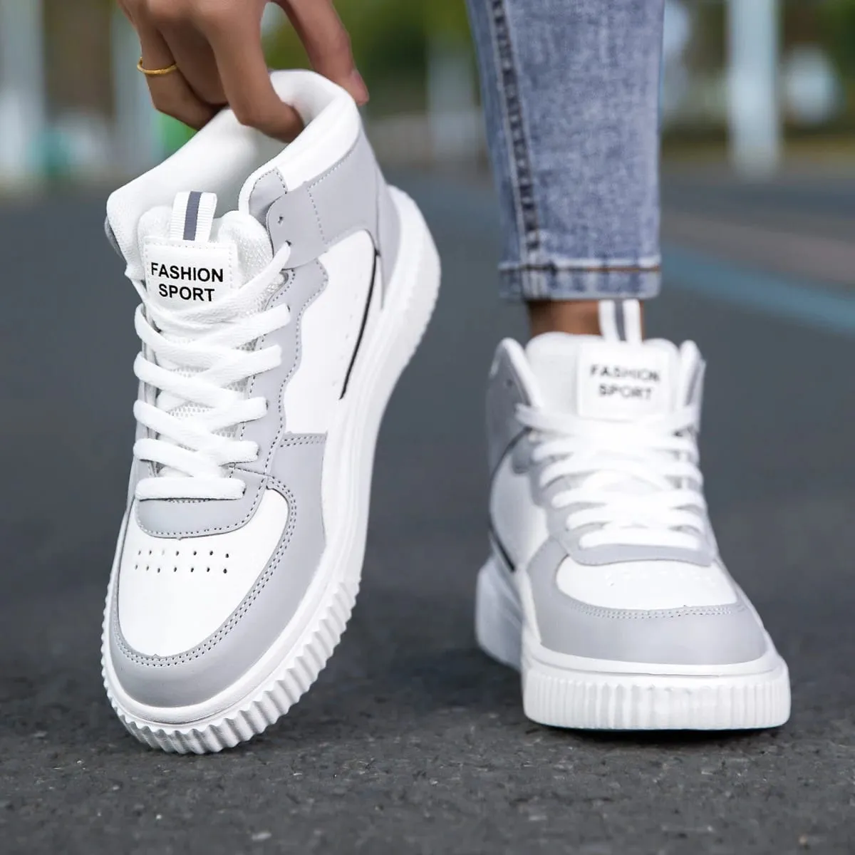 Four Seasons Men's Casual Work Shoes Leather Waterproof White Sports Sneakers Men's Trendy Style — image 2