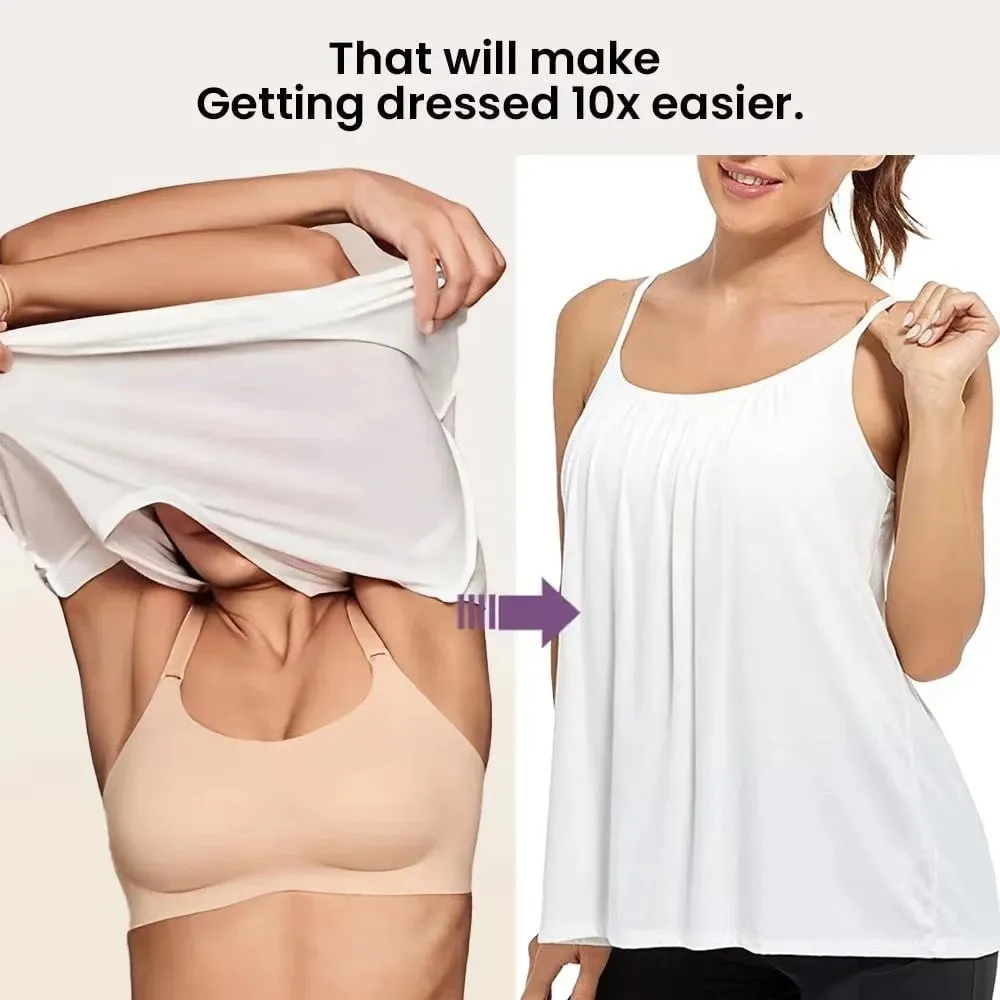 Plus Size Padded Camisole Tops For Women Adjustable Spaghetti Strap Camis With Built Bra Basic Summer Sleeveless Undershirt — image 4