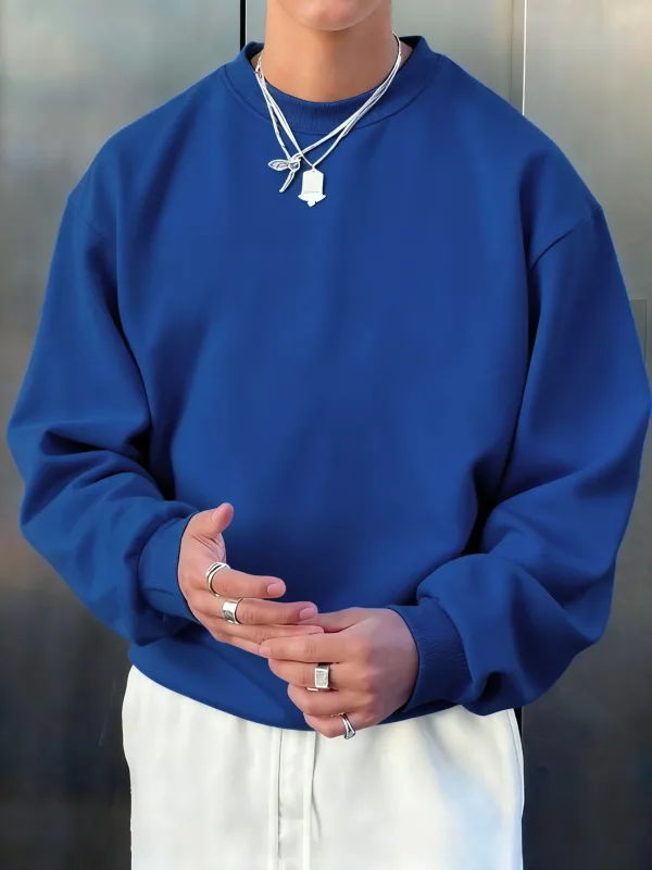 Man'S Fleece Autumn Top Street All-Match Pullovers Comfortable Basics Sweatshirts Sport Casual Sportswears Daily Soft Clothing — image 3