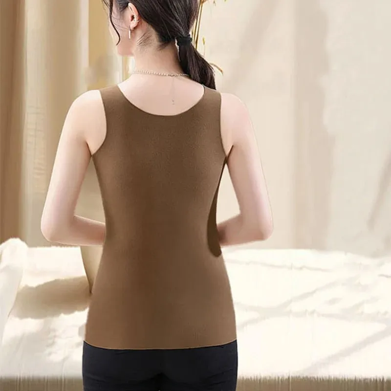 3pcs Women Thermal Tops Girls Traceless Solid Color Vest Base Layer Warm Tank Top Autumn Winter Female Sexy Slim Camisole — image 3
