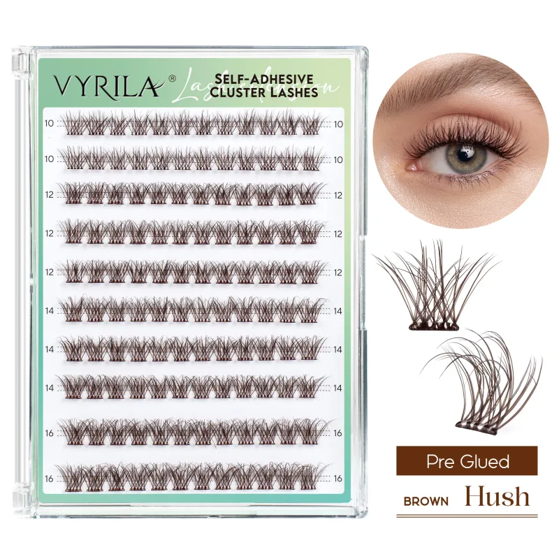 Self Adhesive Eyelashes ไม่ต้องใช้กาวขนตา 10-16 มม.Pre Glued Cluster Lashes D Curl นุ่มธรรมชาติกดบนขนตา