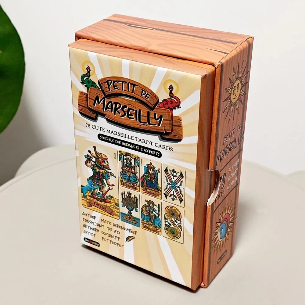 Petit De Marseilly Tarot Deck 78 Pcs Cute Chibi Marseille Tarot Cards in Rigid Box 12*7cm Double-embossed Cardstock — image 4