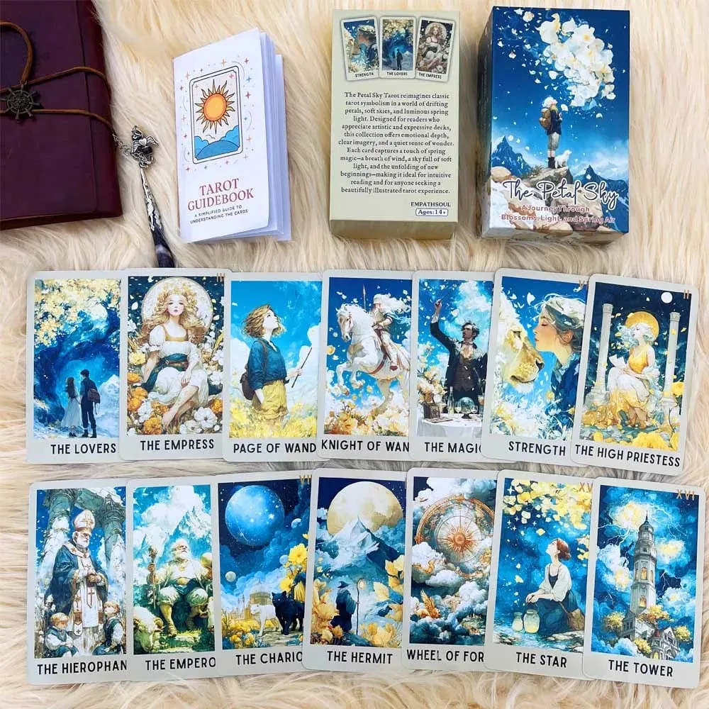 Petals Sky Tarot Cards Set 78 Cards 13x8 Cm Ideal for Intuitive Reading & Beautiful Illustrations Includes Paper Instruction — image 3