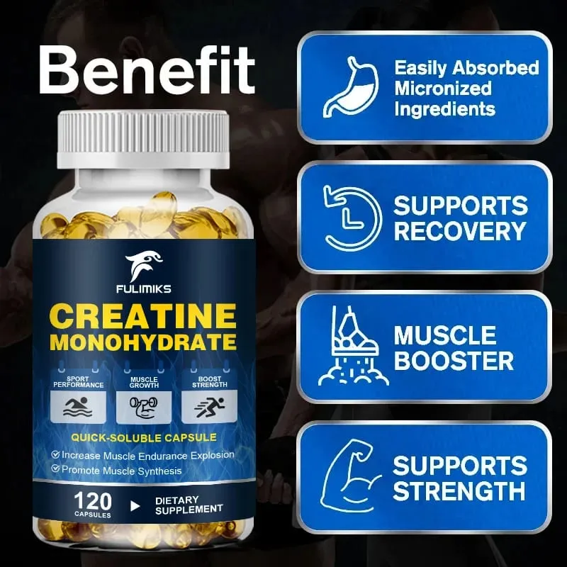 Buy 2 Get 2 Free! Premium Creatine Monohydrate Capsules Support Muscle Growth Strength Gains & Exercise Performance Men