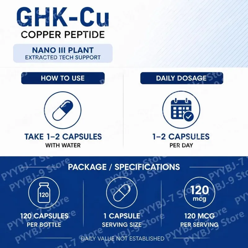 GHK-Cu Copper Peptide Supplement Capsules for Skin Health Support Collagen Support Antioxidant Wellness 120 Count — image 7