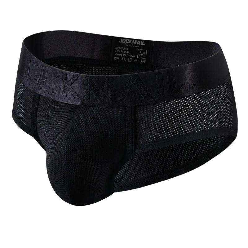 Jockmail Mens Underwear Briefs Mesh Breathable Sports Fitness Shorts Solid Color Sexy Low-rise Lingeries for Extreme Panties — image 9