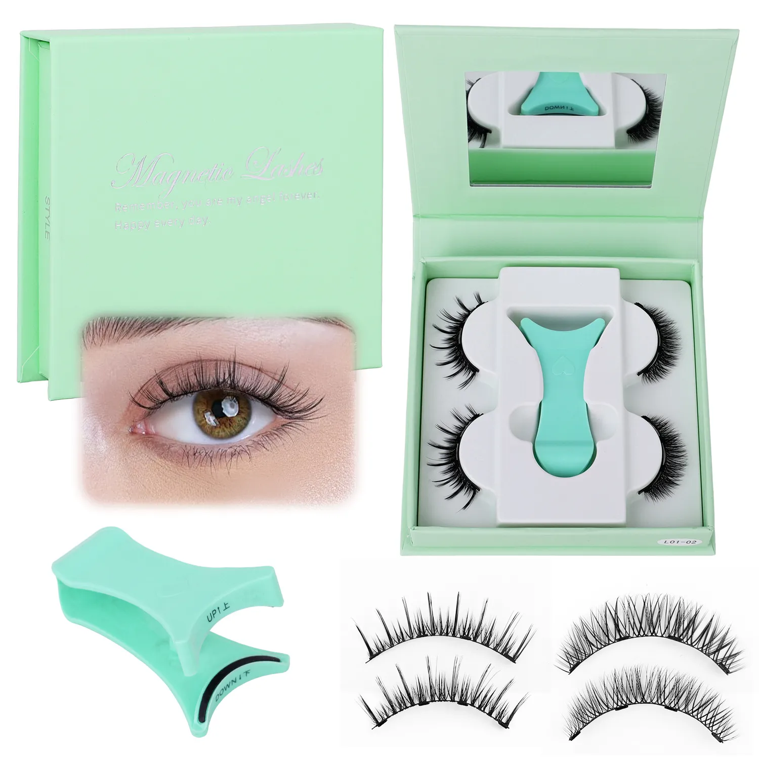 2 Pairs Magnetic False Lashes Natural Wispy Magnetic Eyelashes Portable All-in-one Case Reusable No Glue Eye Lashes Customized