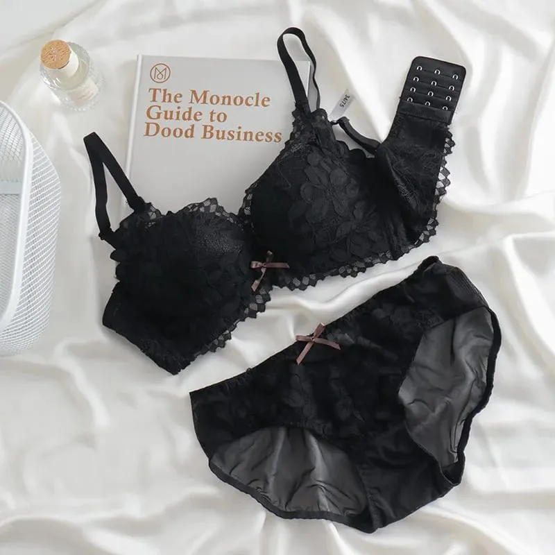 Push Up Bra for Small Breasts Lift & Gather Unpadded Lace Bra Set Adjustable Anti-Sagging Wireless Comfort Luxury Lingerie — image 12