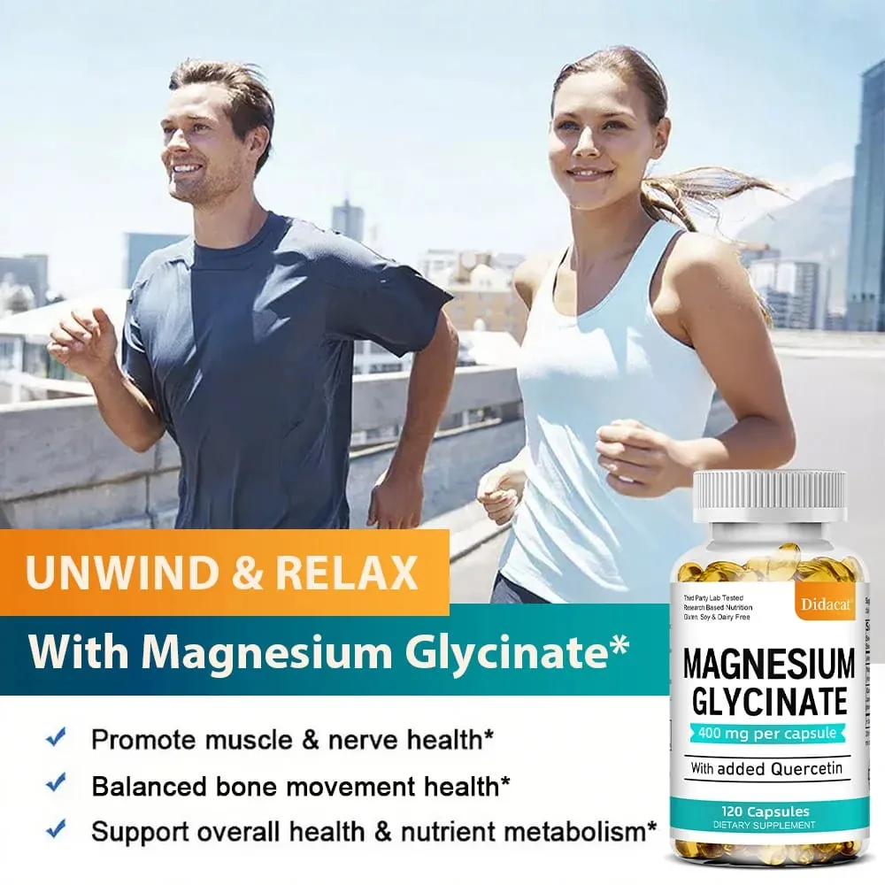 Magnesium Glycinate - med Quercetin Förbättra kardiovaskulär hälsa Minska stress och främja hälsosam sömnmuskeltillväxt — image 6