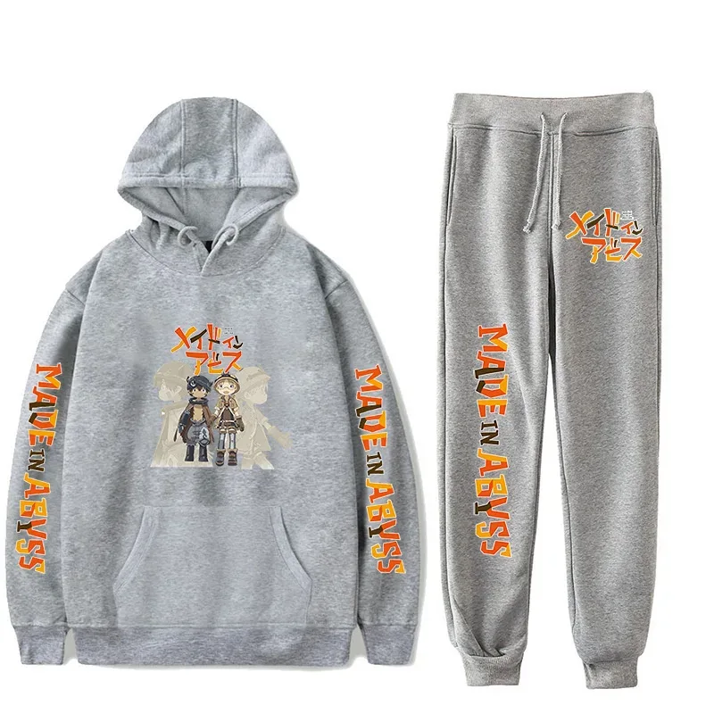 Harajuku Comfortable Made in abyss Print Sweatshirt Sweatpants Suit Men/Women Hoodies+ Trousers Suit Cute 2 Piece Set Clothes — image 21