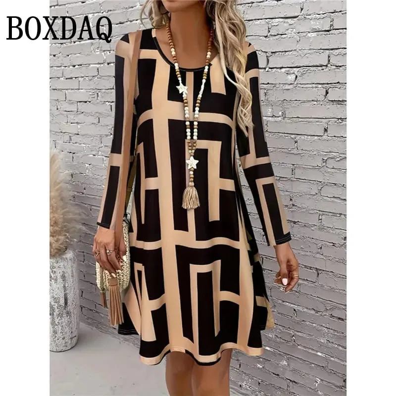 Women's Clothing Autumn Women Retro Flowers Dress Summer Vintage Causal Fashion Long Sleeve Floral 3D Printed Loose Dresses 2025 — image 2