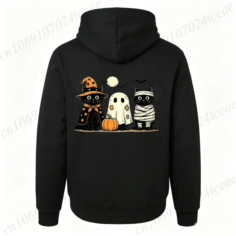 Black Cat Pumpkin Hoodies Ghots Gothic Fall Cat Sweatshirts Sweatshirts Halloween Spooky Season Tracksuits Halloween Party Gift — image 12