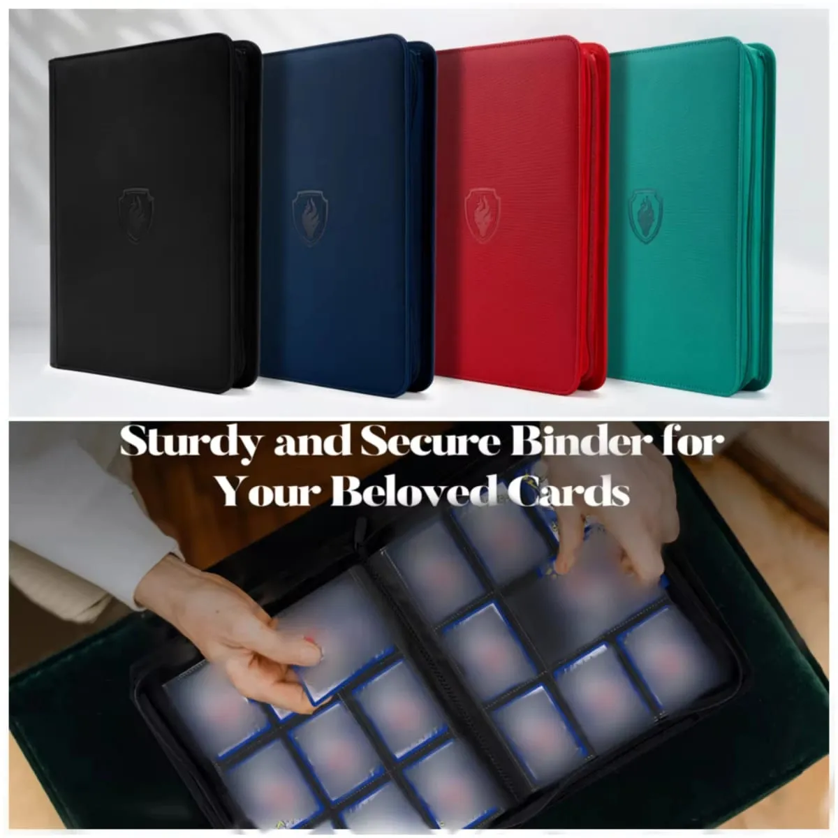 9 Pocket Zipper Card Binder 360 Trading Card Holder Book Premium PU Cover Zip Binder for Cards Durable Side Loading Card — image 5