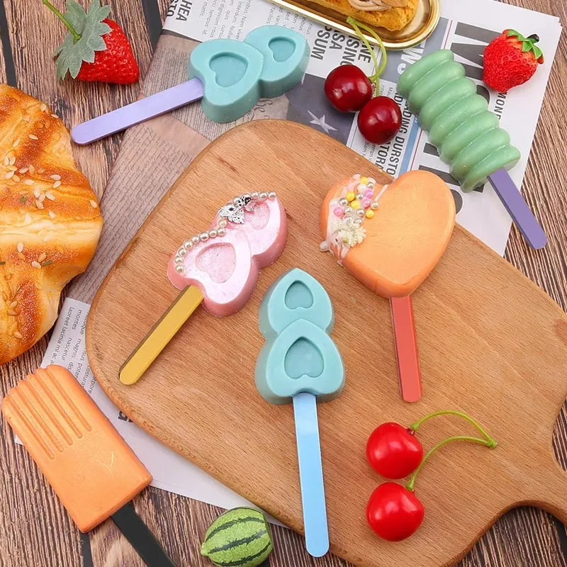 Food Grade Acrylic Ice Cream Sticks 10pcs/set Colorful Light Popsicle Stick Stirring Rod Distinguishing Labels Kitchen Tools — image 5