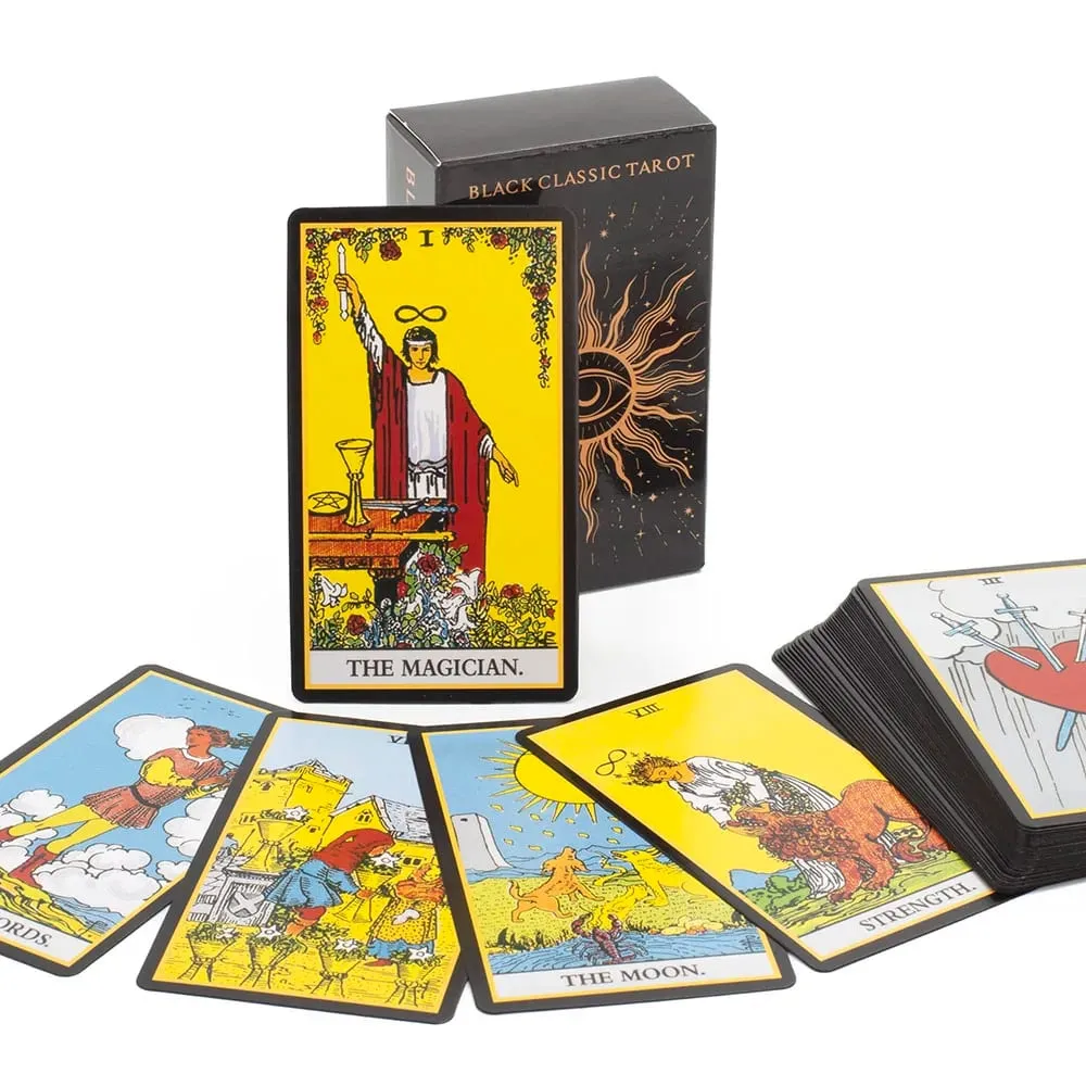 2026 Black Classic Tarot Cards Deck 78pcs Fortune-Telling Game Set with Guidebook for Family Gatherings and Board Games — image 2