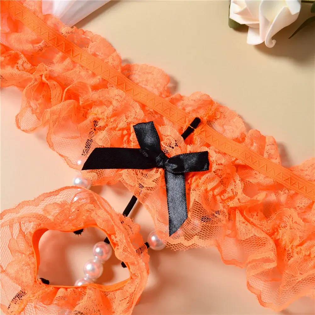 Men Lace T-Back Underwear Bow Elastic Waist G-String Pearl Lingeries For Man Sissy Panties Sexy Accessories Thongs Men's Panties — image 25