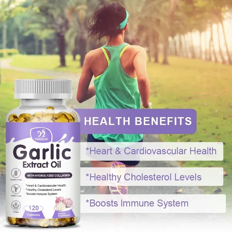 Buy 1 Get 1 Free! Pure Garlic Extract Oil Supplement for Heart Health Cholesterol & Blood Pressure Immune System Booster