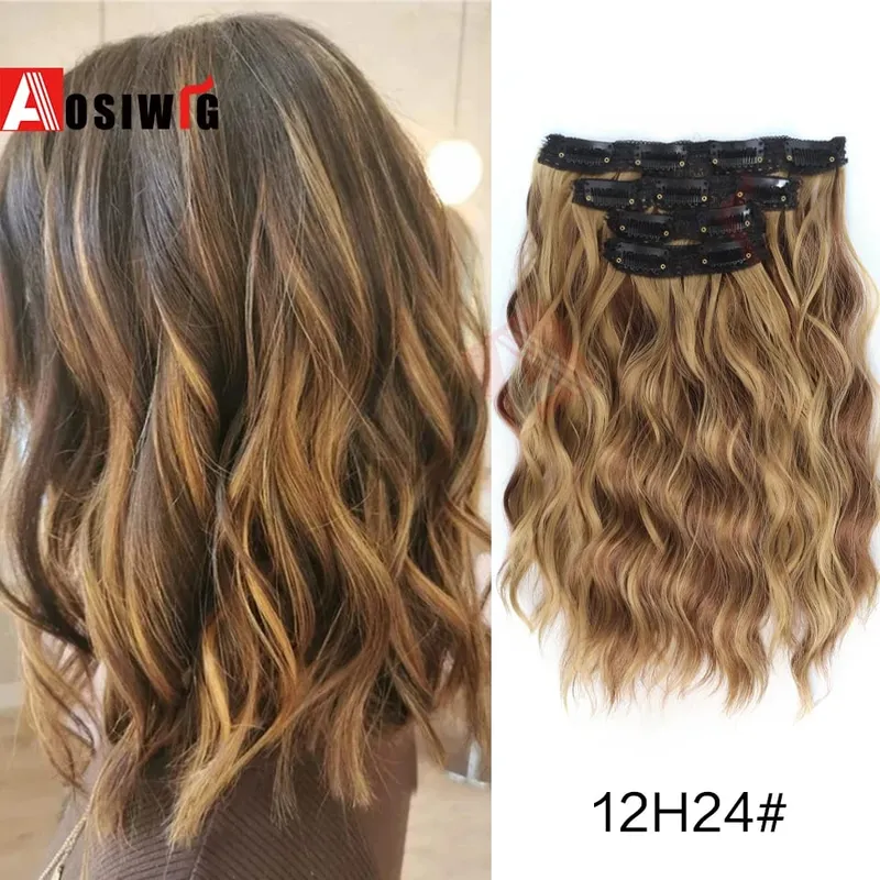 Synthetic 11 Clips Clips in Hair Extensions Long Curly Hairstyle Black Blonde Hairpieces Heat Resistant False Hair Daily Use — image 16