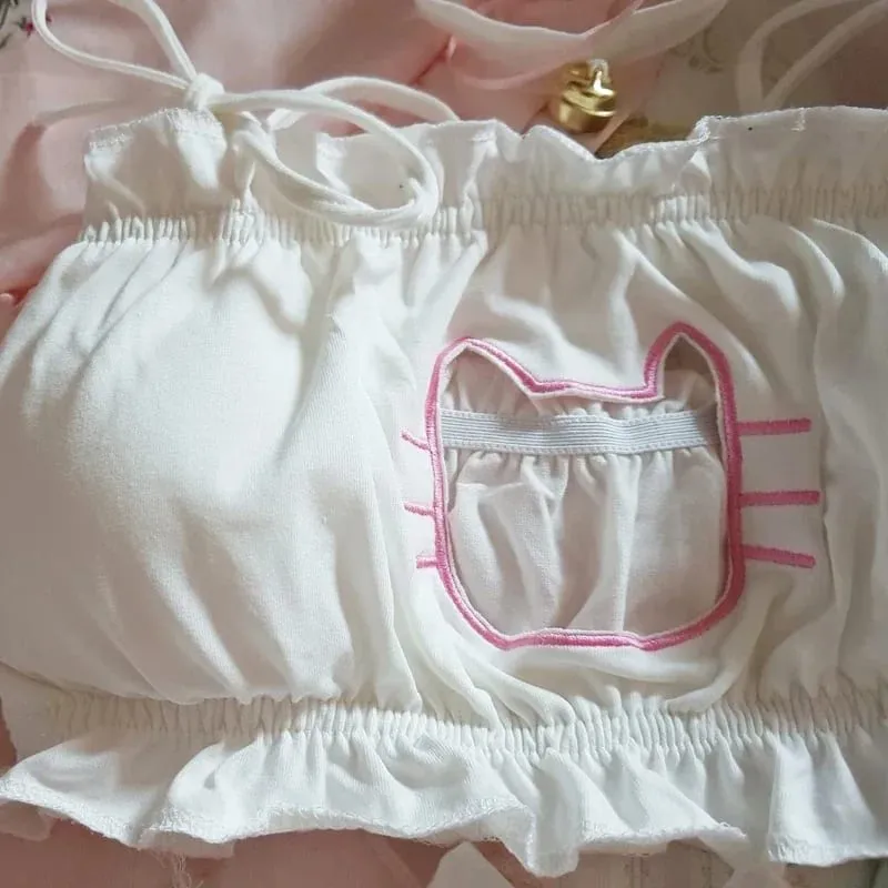 Japansk Anime Kat Pige Cosplay BH Trusser Sæt Kvinder Sexet Lingeri Undertøj Intimates Kawaii Lolita Hollow Out Kitty Nattøj — image 4