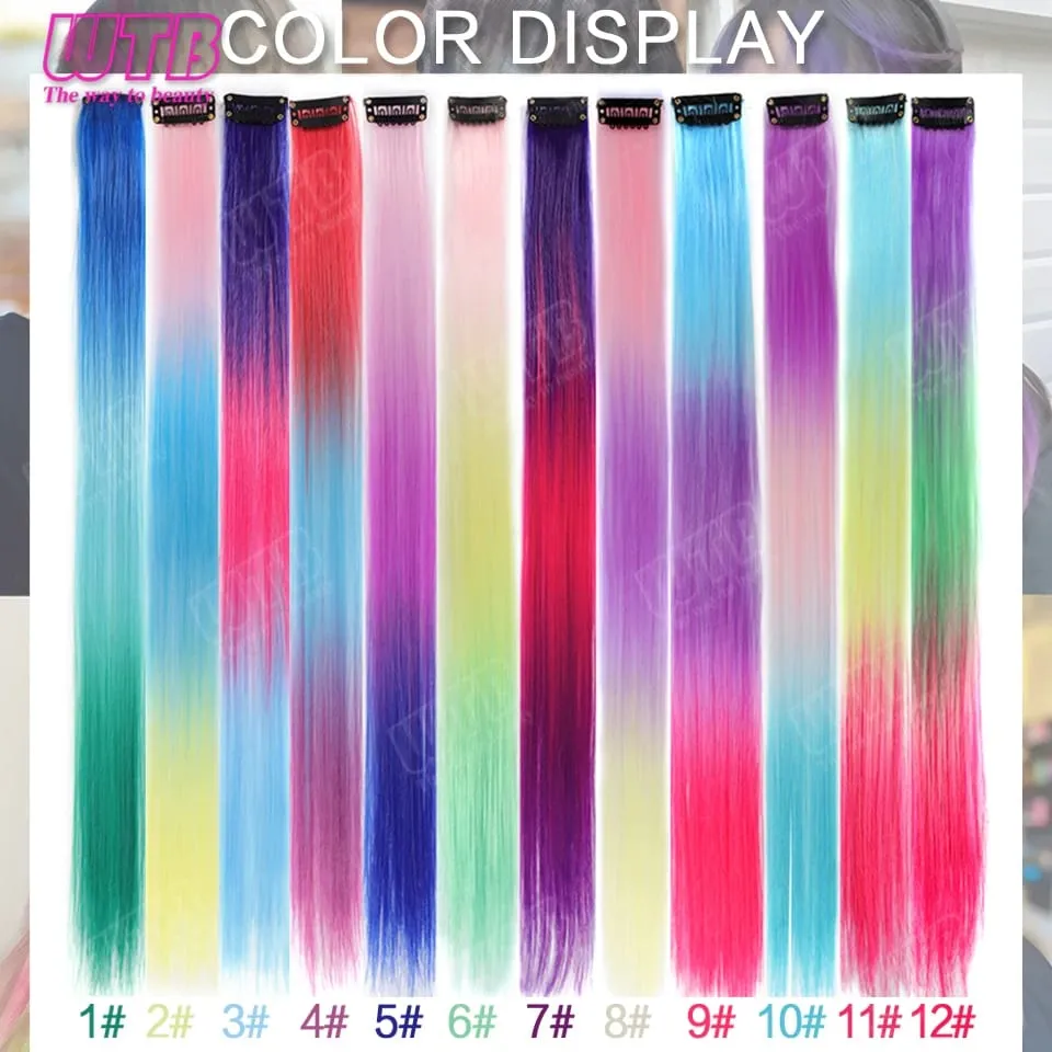 WTB Colored Synthetic Hair Extensions BB Clip Style Gradient Color Hair Extensions Suitable for Women's Daily Wear and Holidays — image 6