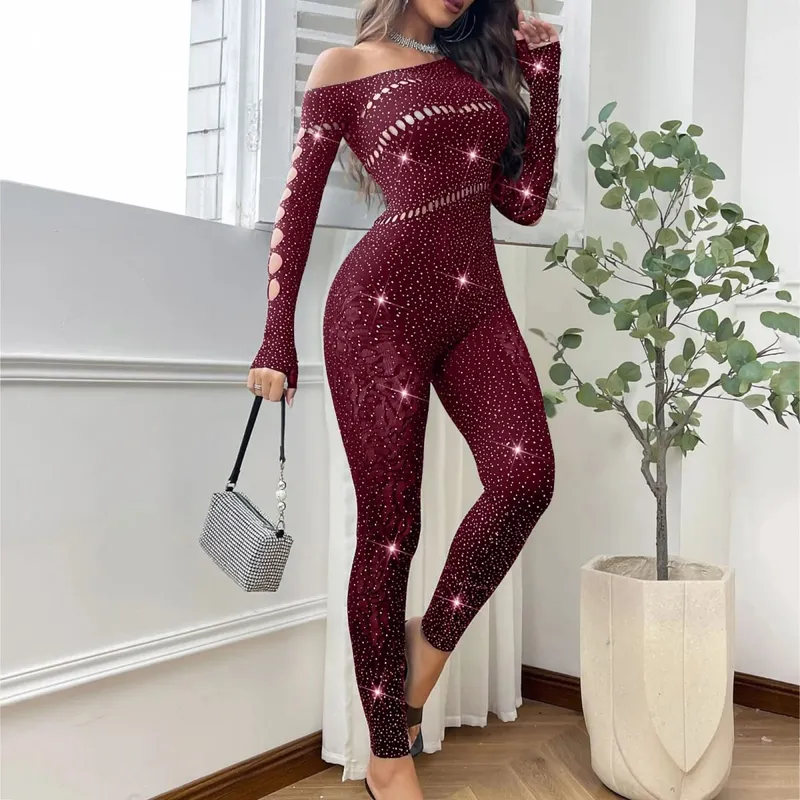 2025 Lace Embroidery Bra Set Women Sexy Mesh Rhinestone Jumpsuit Long Sleeve See Through Sexy Bustier Lingerie for Women — image 13