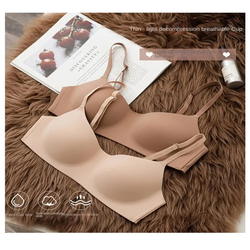 Soft Comfort Wireless Bra Breathable Fabric Thin Cup Push Up Bra Elastic Material Gathered Design Seamless Bra Women's Underwear — image 4