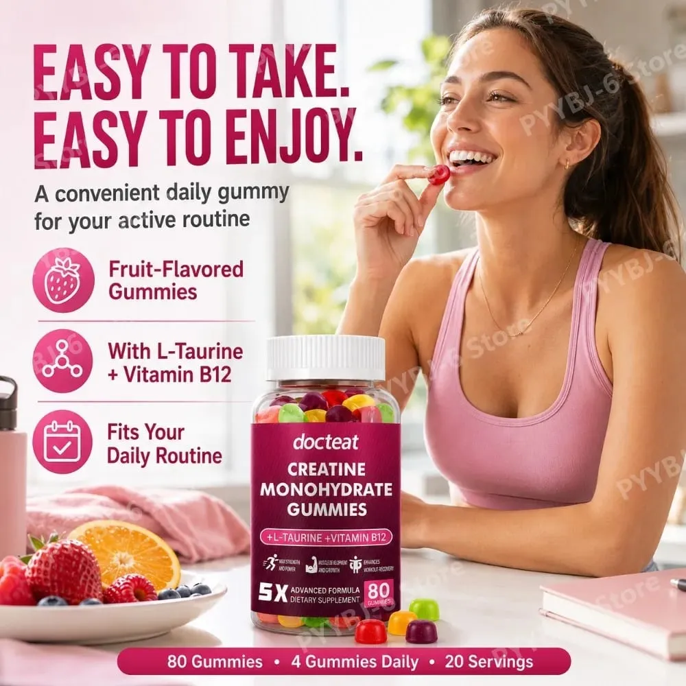 Creatine Monohydrate Gummies 80 Count with Taurine Vitamin B12 Chewable Sports Nutrition Supplement for Muscle & Energy Support — image 5