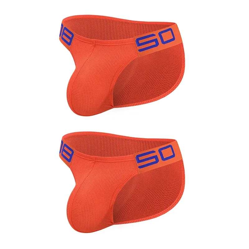 Calzoncillos transpirables de malla de mezcla de nailon para hombre, ropa interior Sexy de Color fluorescente con letras de empalme de cuerno en relieve, cinturilla elástica ancha — image 32
