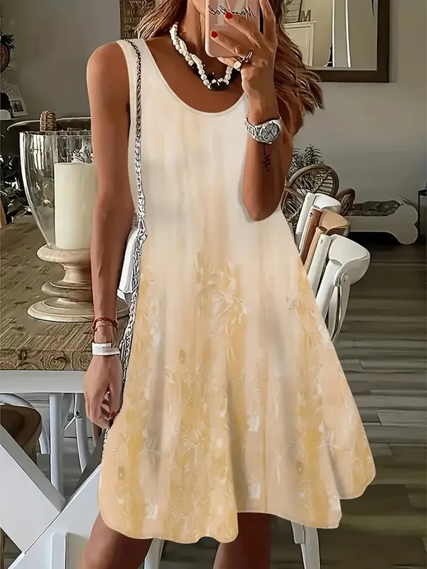 2026 Summer Women's Sleeveless Dresses Knee-Length Round-Neck Dresses Beach and Vacation Casual Dresses Printed Women's Dresses — image 3