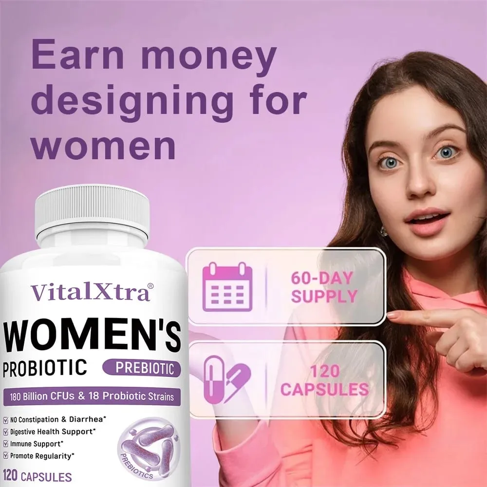 Women’s Probiotic 120 Caps 180 Billion CFU 18 Strains Digestive Immune Vaginal & Urinary Health Shelf Stable Gluten Free — image 6