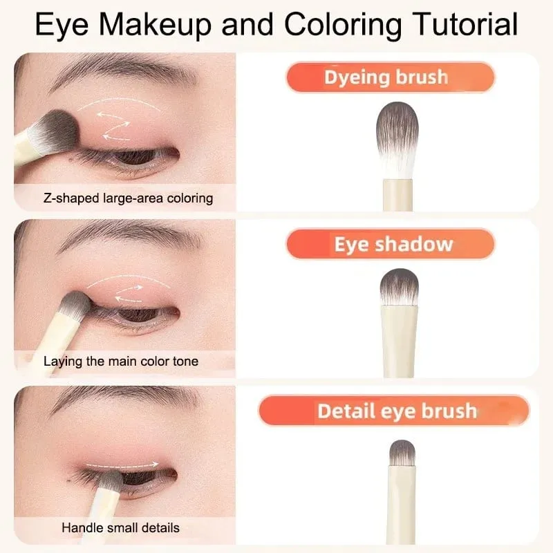 5/6/8/10pcs Natural Eye Makeup Brushes Set Detail Eyeshadow Brush Makeup Brush White Ultra Soft Eyeshadow Eyeliner Makeup Tool — image 4