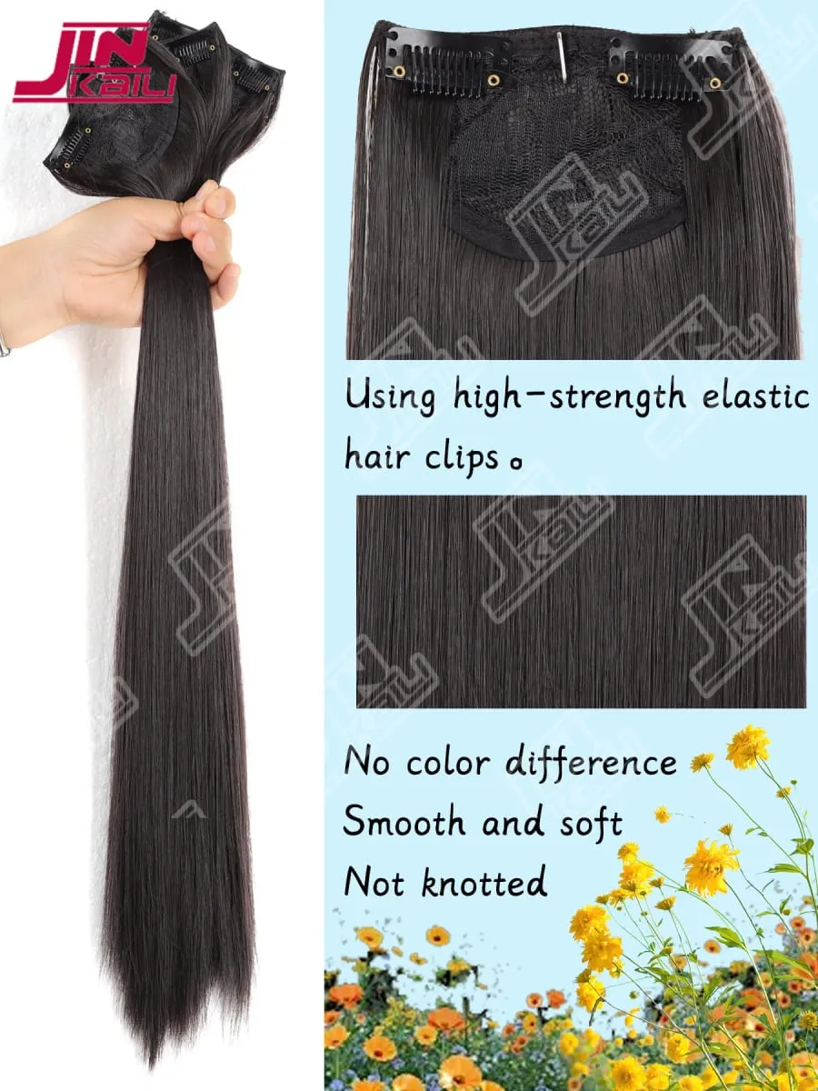 JKL Long Hair Extension Pieces Realistic Volume Boost Invisible Traceless Three Piece Set Asian Synthetic Hair Extensions — image 4