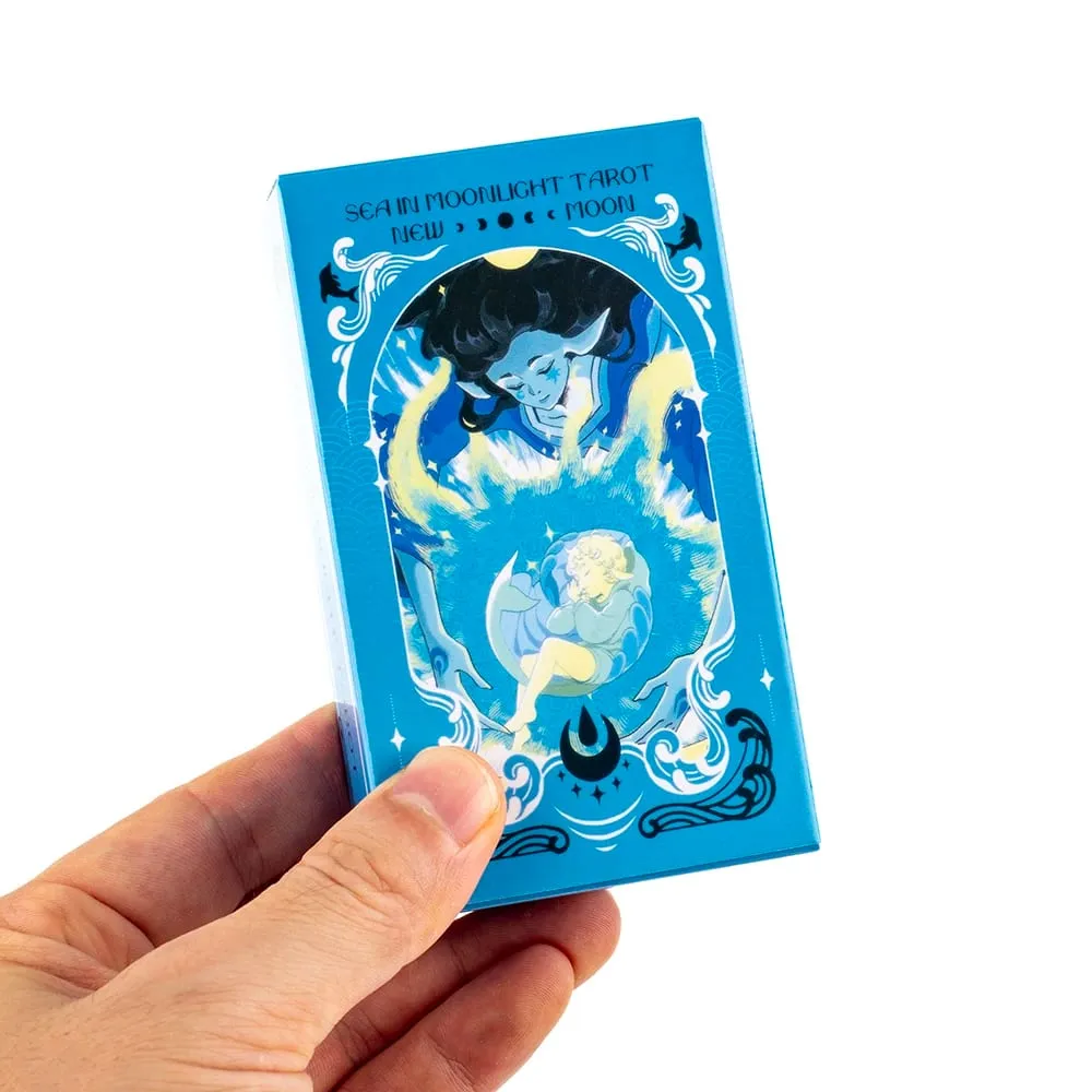 Sea in Moonlight New Moon Tarot Cards English Version 78PCS Ocean Themed Emotional Healing Divination Board Game Tarot Cards — image 1
