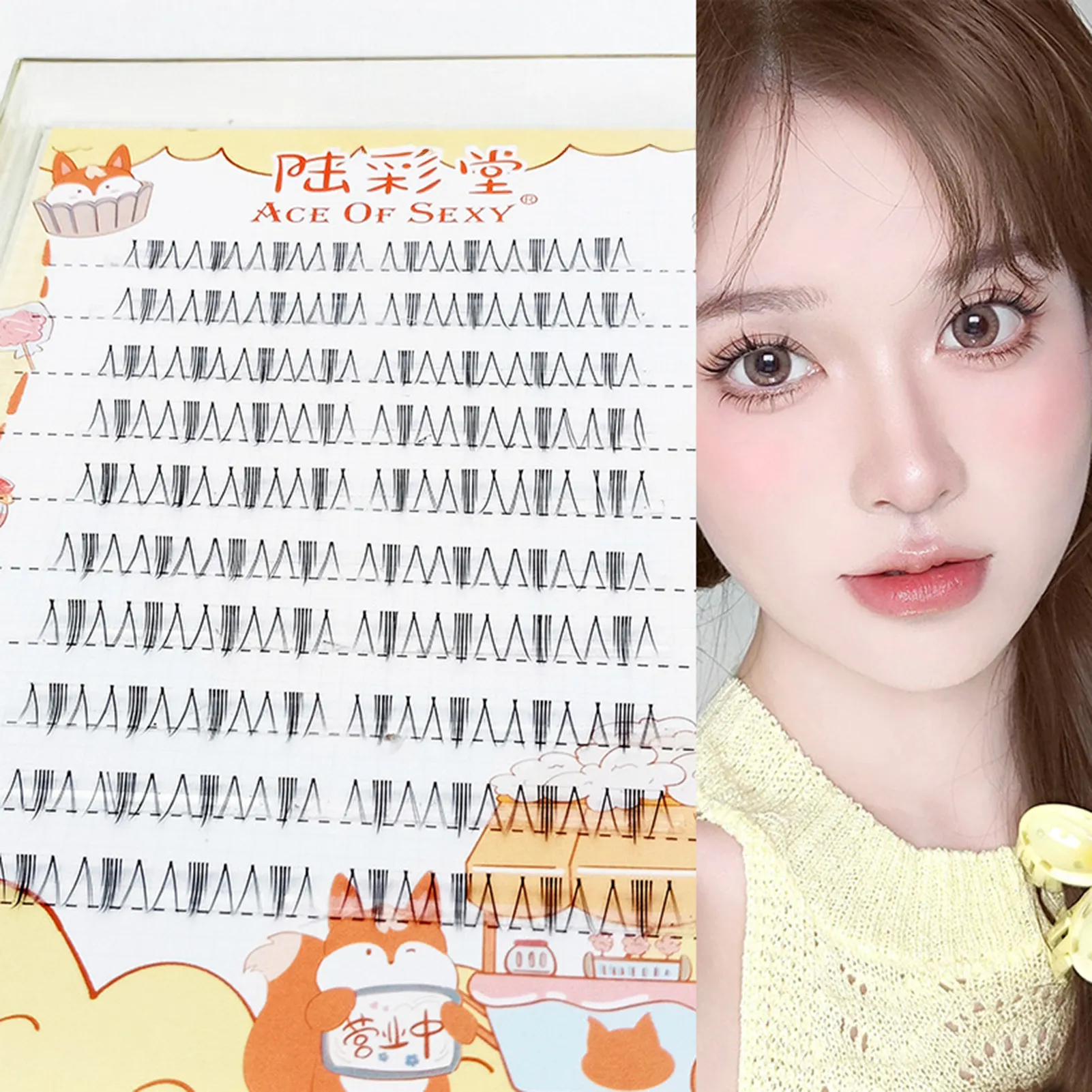 6-7mm ACE Dense Cat Korean Lower Eyelashes Air Fairy Fake Eyelash Segmented Natural Under Lashes Extension Manga Eye Makeup Tool