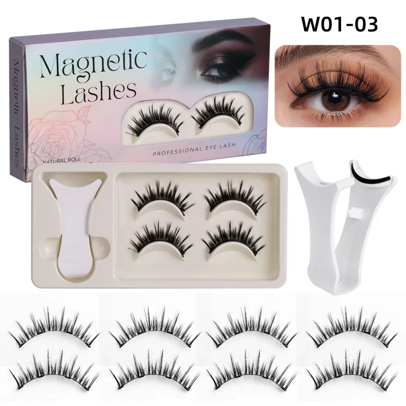 2Pairs Magnetic Eyelashes 3D Natural False Eyelash Reusable Easy Wear Eye Makeup Set Gluee-free Lashes — image 14