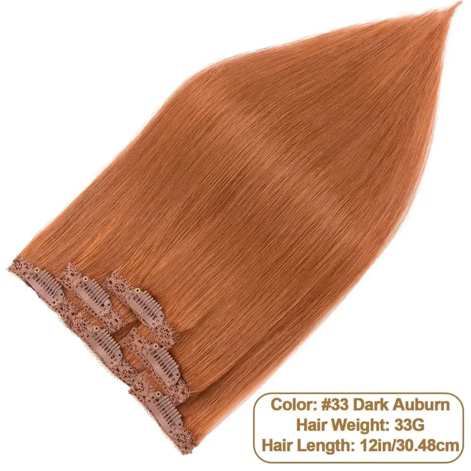 S-noilite 6 PCS Remy Clip In Human Hair Extensions Single Clip Ins Thick Hair Extensions Highlight Seamless Hairpieces for Women