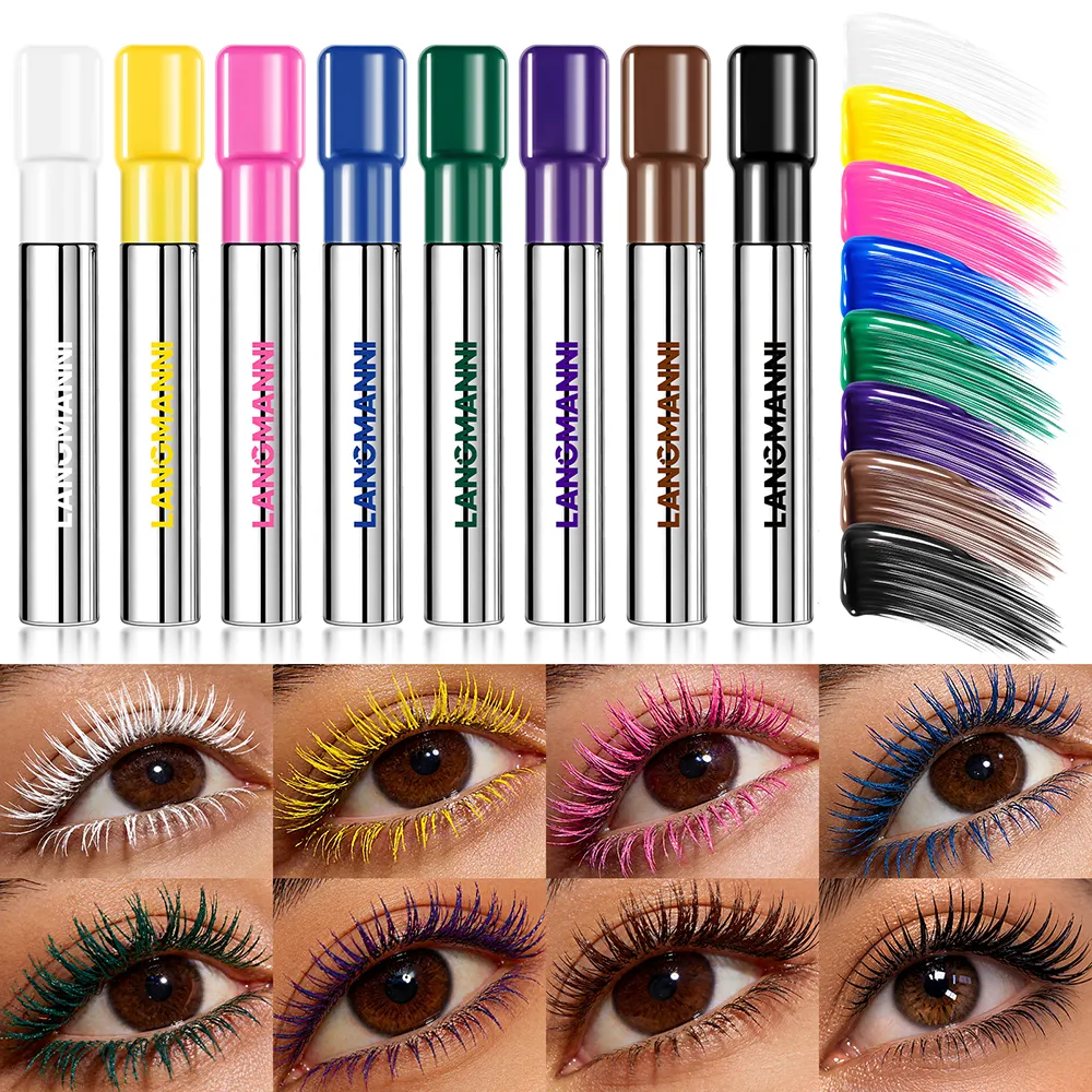 Colorful Blue Mascara Lengthens Eyelashes Extension Thick Fiber Curling Waterproof Green White Pink Black Eye Makeup Cosmetics — image 3