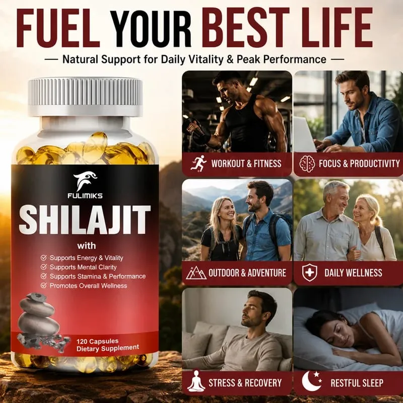 Shilajit 6550MG Capsules with Ashwagandha & Ginseng Supports Energy Stamina Immunity Brain Function & Healthy Aging — image 4