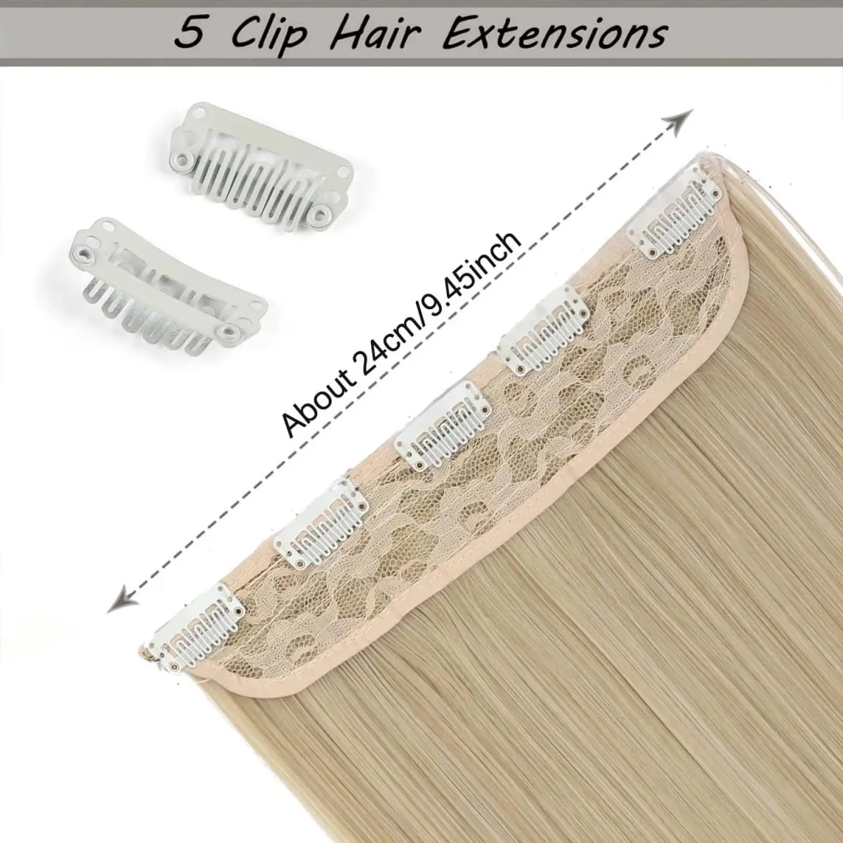 Synthetic Super Long Straight 5 Clip In Hair Extensions 32Inch One Piece Hairpiece for Women Multiple Colors Hair Extensions — image 3
